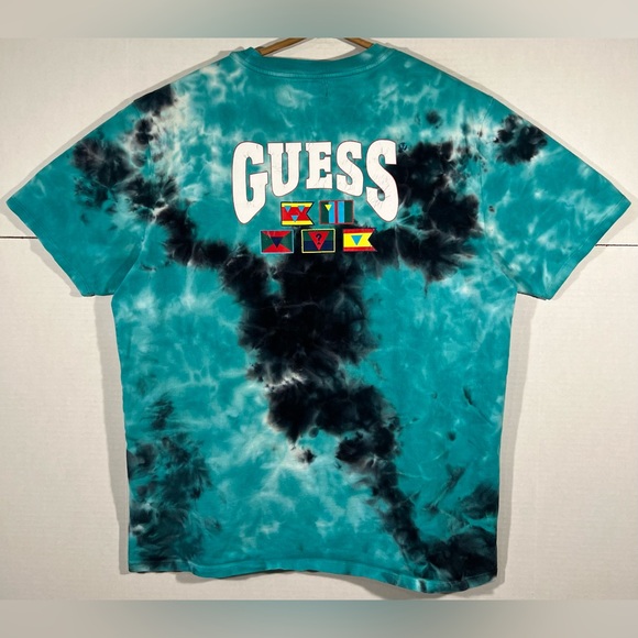 Y2K Guess Original Flag Tie Dye T-Shirt Large Streetwear Hip Hop Skateboarding - Picture 5 of 14